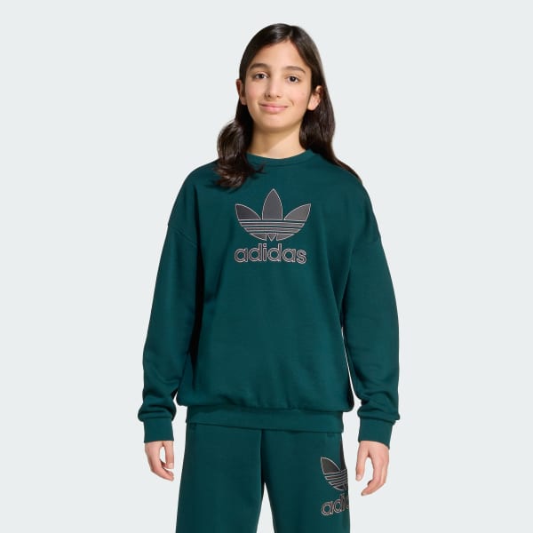 adidas Trefoil Crew Kids - Green | Free Shipping with adiClub