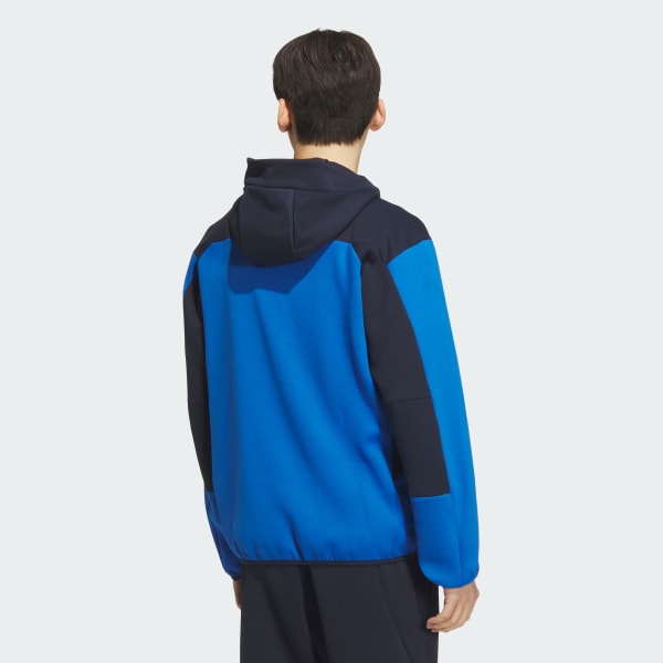 ブルー アディダスアダプテーション レギュラーフィット フード付きフルジップトラックトップ