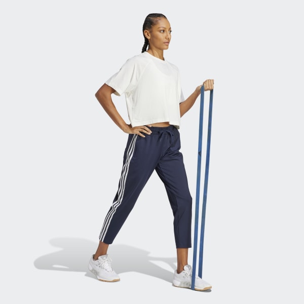 Blue AEROREADY Made4Training 7/8 Knit 3-Stripes Tapered Pants