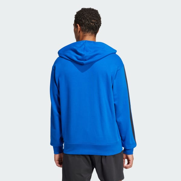 Blu Felpa con cappuccio Essentials 3-Stripes French Terry Full-Zip
