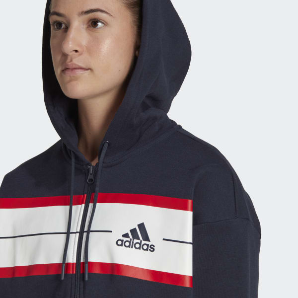Bla Essentials Pinstripe Block Fleece Full-Zip Loose Fit hættetrøje HQ542