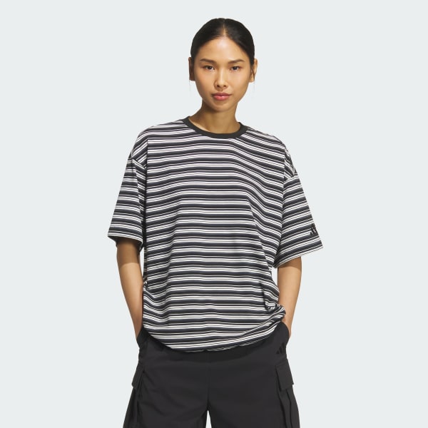 ブラック スタジアム クローム オーバーサイズフィット マルチストライプ 半袖Tシャツ