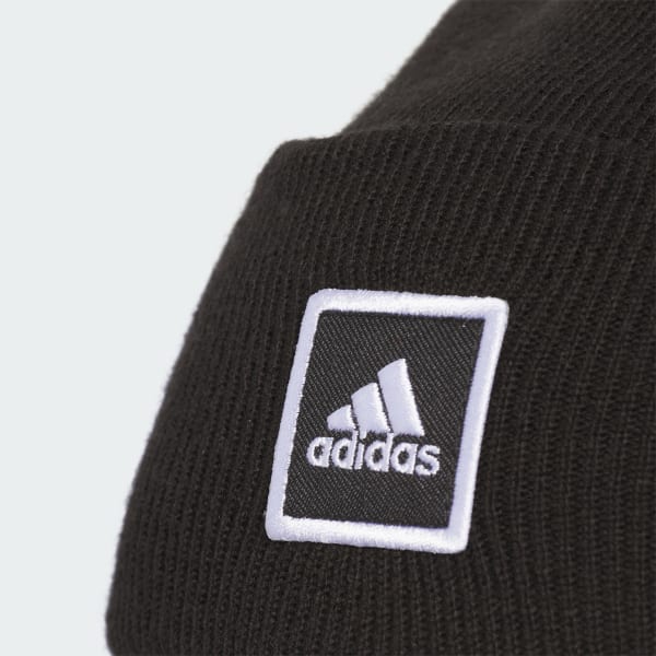 Black Wide-Cuff Fold Beanie