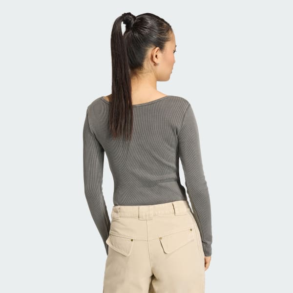 cierna BODY S DLHÝM RUKÁVOM ESSENTIALS RIB WASHED