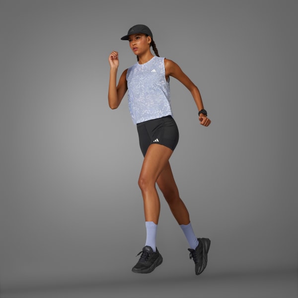 Abu-abu Tank Top Own the Run CLIMACOOL 3-Stripes