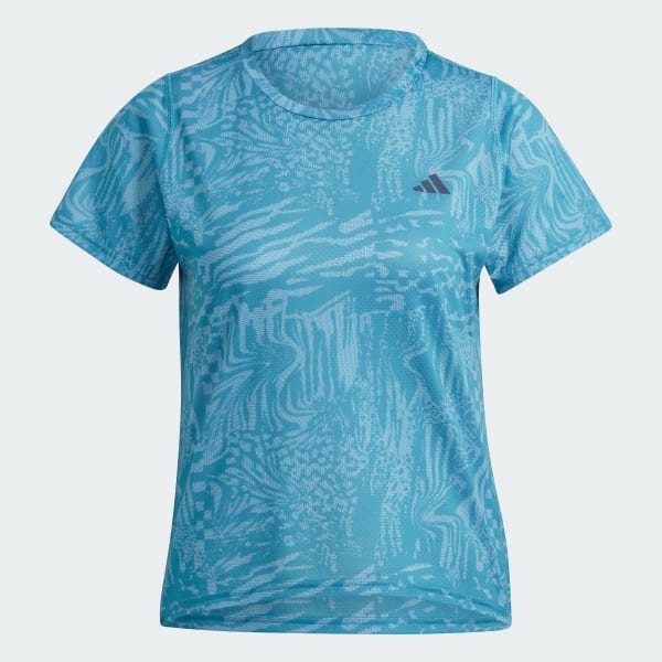 Turquesa Playera de Running Run Icons 3 Franjas Logo Estampada