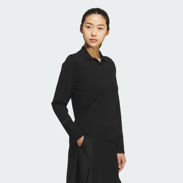 Black 롱 슬리브 니트 폴로 셔츠