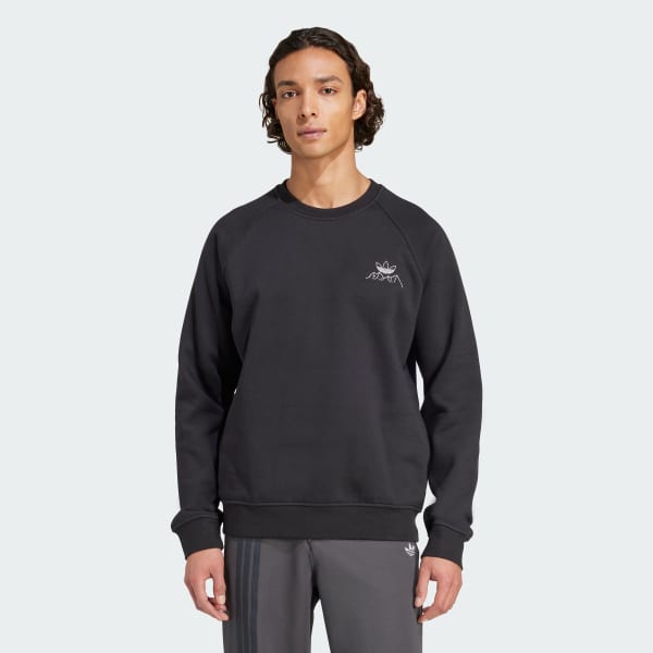 Black Winter Resort Mountain Graphic Fleece Crewneck Sweatshirt