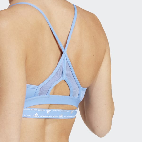 blauw adidas Aeroreact Training Light-Support 3-Stripes Beha
