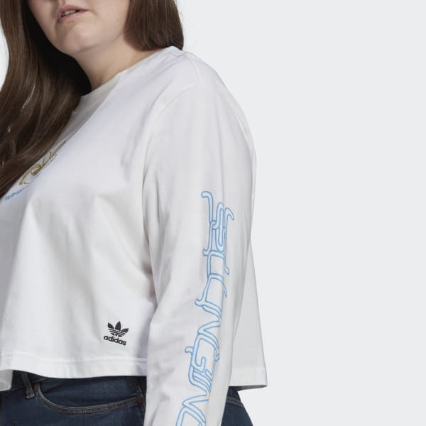 biela Tričko Long Sleeve Crop (plus size)
