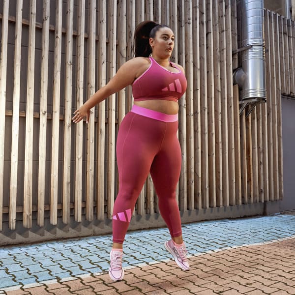 Pink Techfit Life Mid-Rise Badge of Sport Long Tights (Plus Size) JKA00