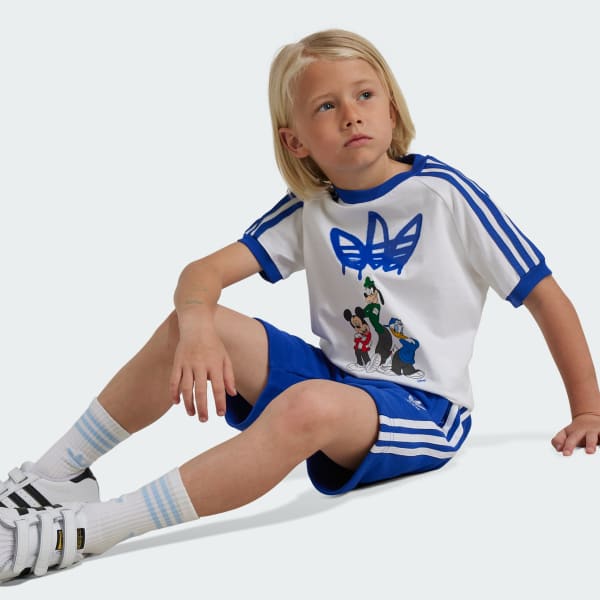 White adidas x Disney Mickey Mouse Shorts Tee Set Kids