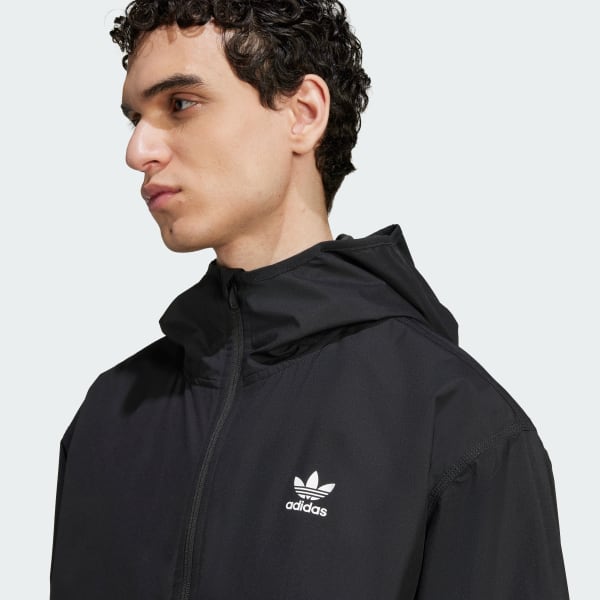 adidas Trefoil Essentials Woven Jacket - Black | Free Shipping