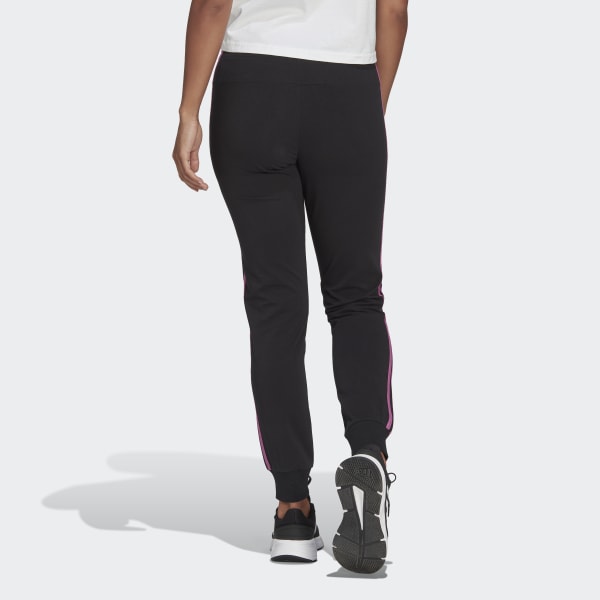 Black Essentials Single Jersey 3-Stripes Pants