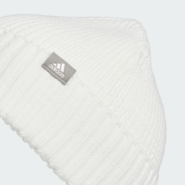 White Fashioned Fold Beanie