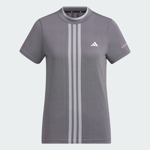 Đen Áo Ngắn Tay Cổ Đứng Không Đường May Primeknit