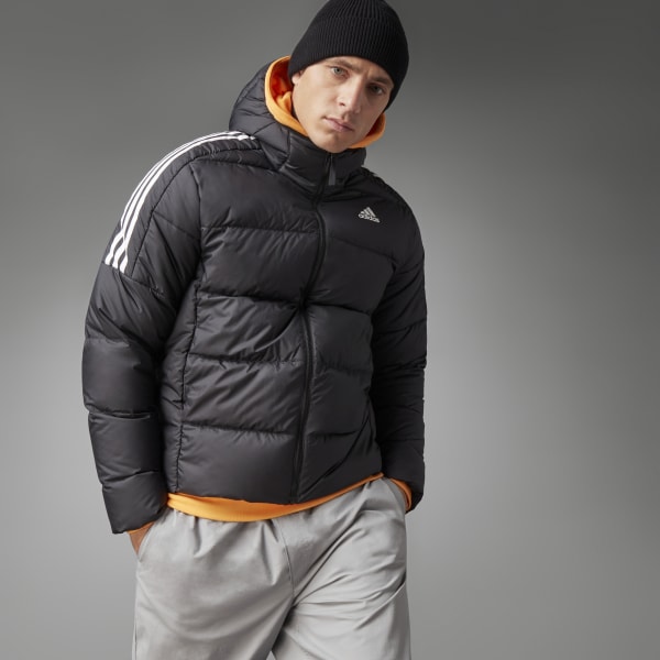 adidas Essentials Midweight Down Hooded Jacket - Black | Men's Lifestyle |  adidas US