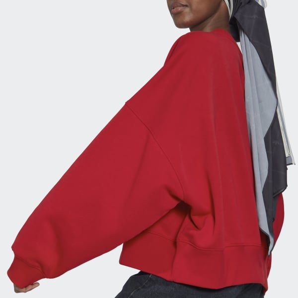 Red FC Bayern Essentials Trefoil Crewneck Sweatshirt