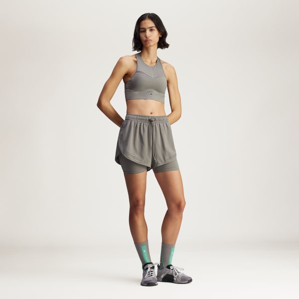 สีเทา กางเกงเทรนนิงขาสั้นดีไซน์ทูอินวัน adidas by Stella McCartney TruePurpose