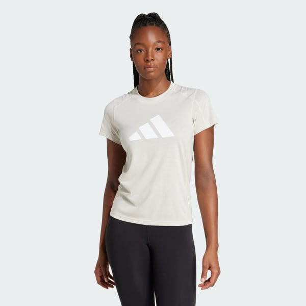 Beige Train Essentials Big Performance Logo Training Tee