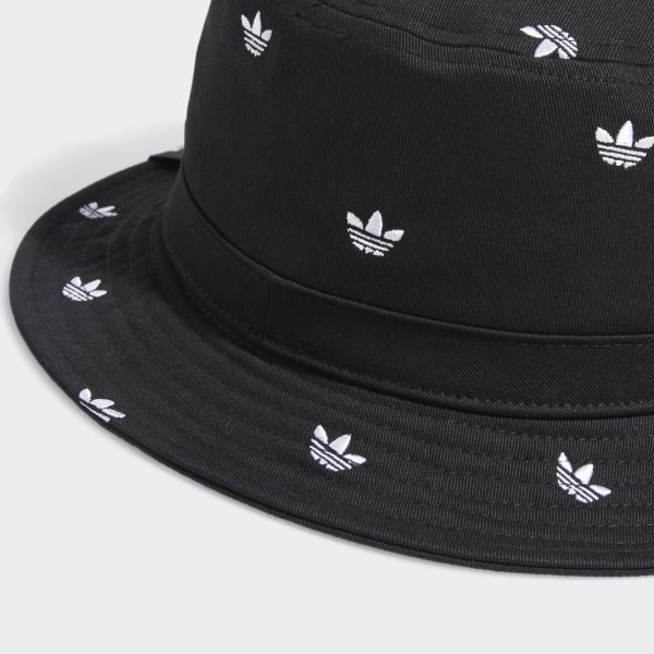 Black Allover Print Trefoil Bucket Hat