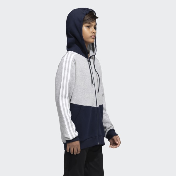 Grey 3 STRIPES FULLZIP HOODED TRACKTOP