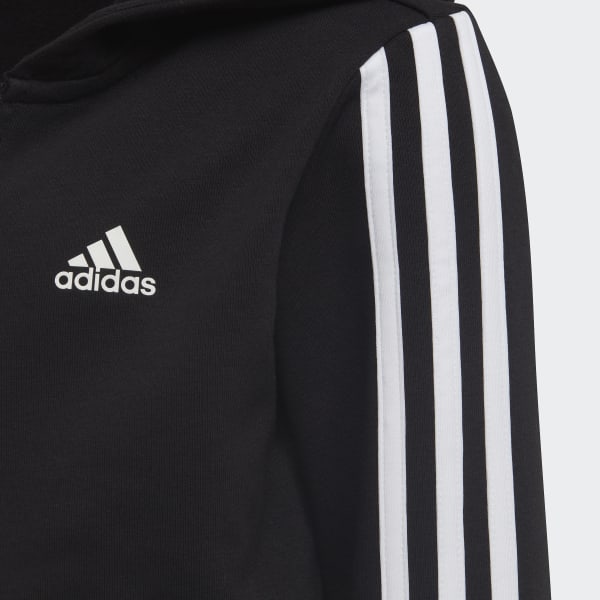 Sort Essentials 3-Stripes hættetrøje