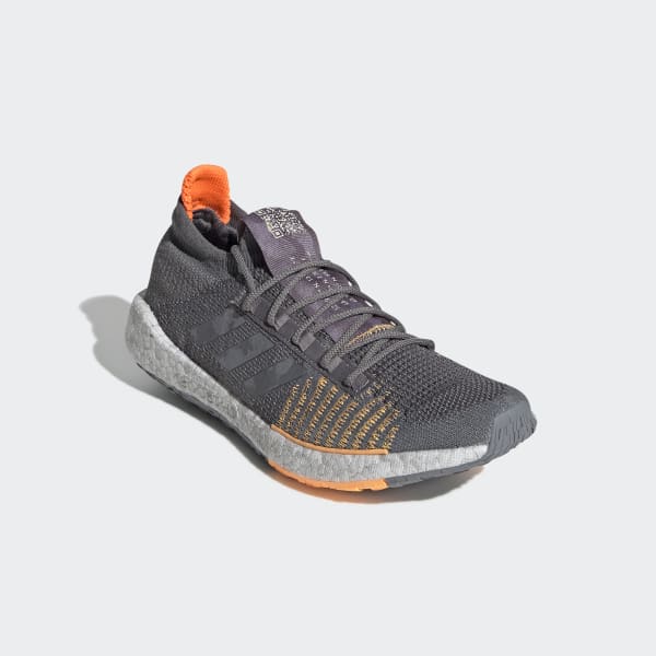 gray and orange adidas shoes