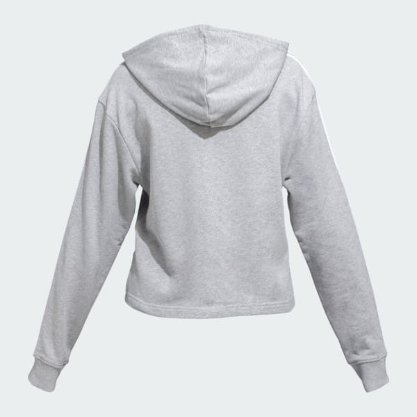 Grey 3 Stripes FT Cropped Hoodie