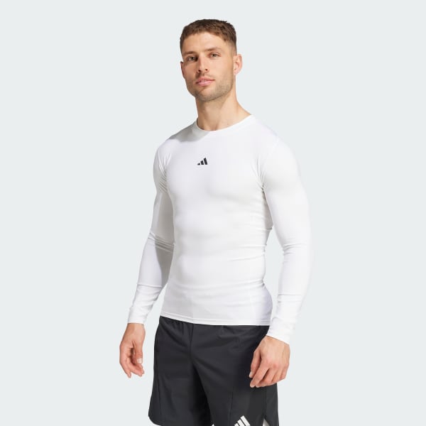 blanc T-shirt de training manches longues compression TECHFIT