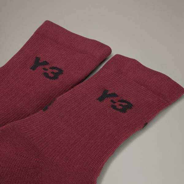 Burgundy Y-3 Crew Socks
