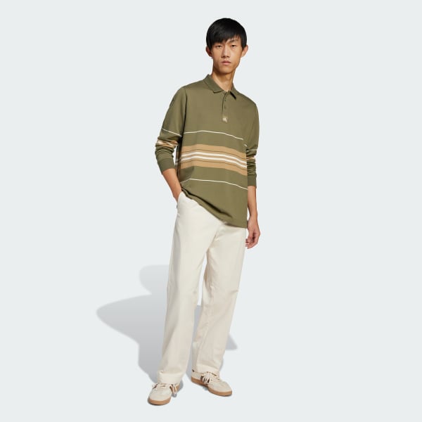 Gronn Striped Poloskjorte