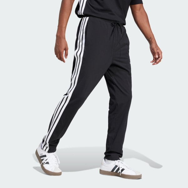 Black Essentials 3-Stripes Single Jersey Pants