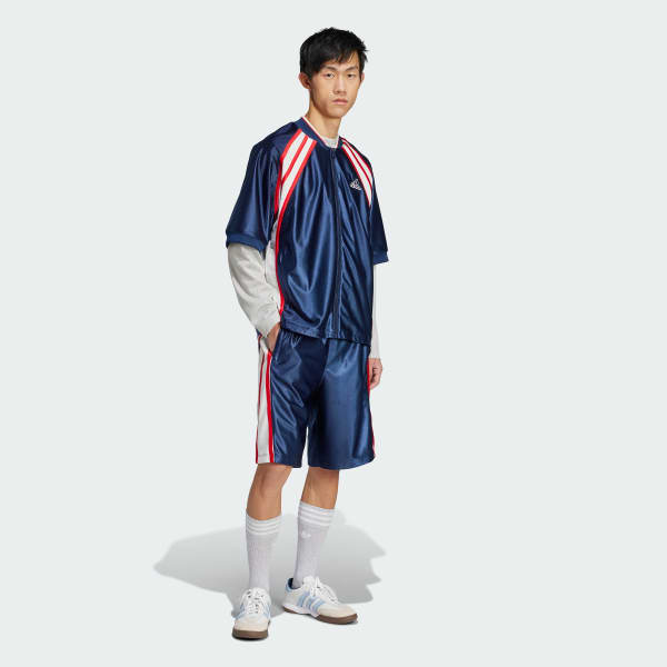 ブルー カットライン 半袖トラックトップ