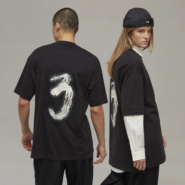 Black Y-3 Graphic Logo Short Sleeve Tee