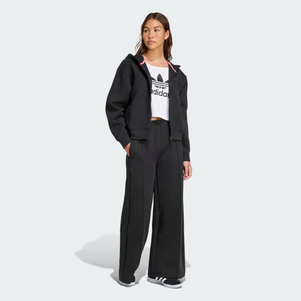 Siyah Adicolor 3-Stripes Spacer Tam Boy Fermuarlı Kapüşonlu Üst