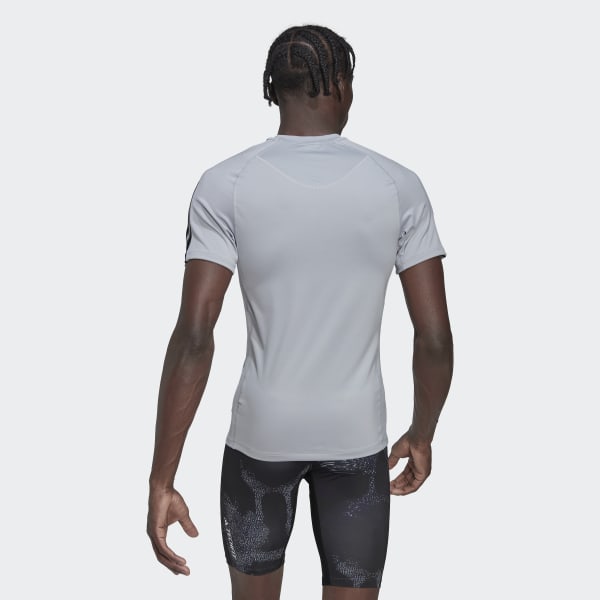 Grey Techfit 3-Stripes Training T-Shirt RP431