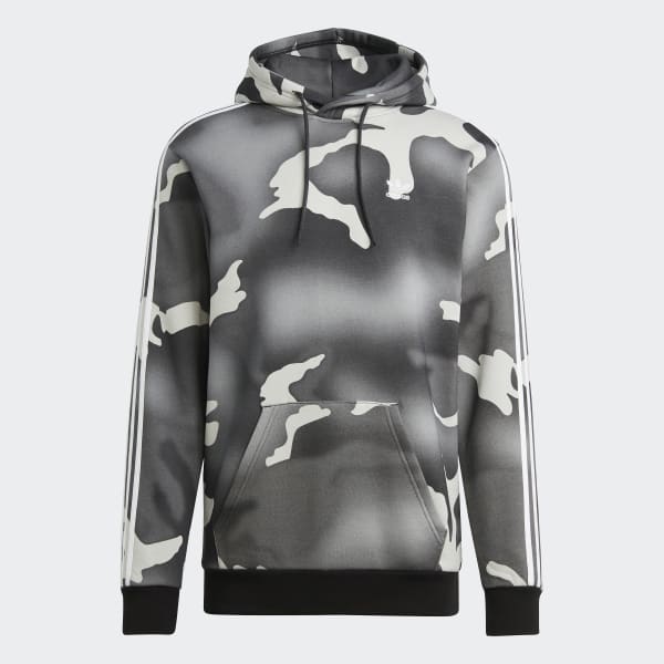 Svart Graphics Camo Allover Print Hoodie