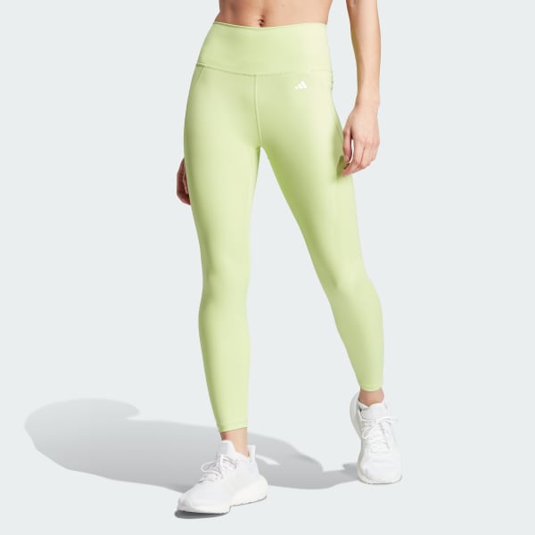 adidas Optime Stash Pocket High-Waisted 7/8 Leggings - Green | Women's Training | US