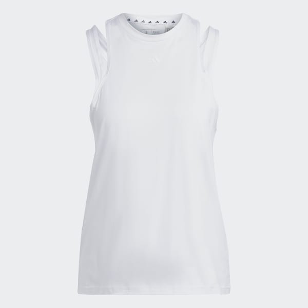 White AEROREADY Train Essentials 3 Bar Logo Tank Top