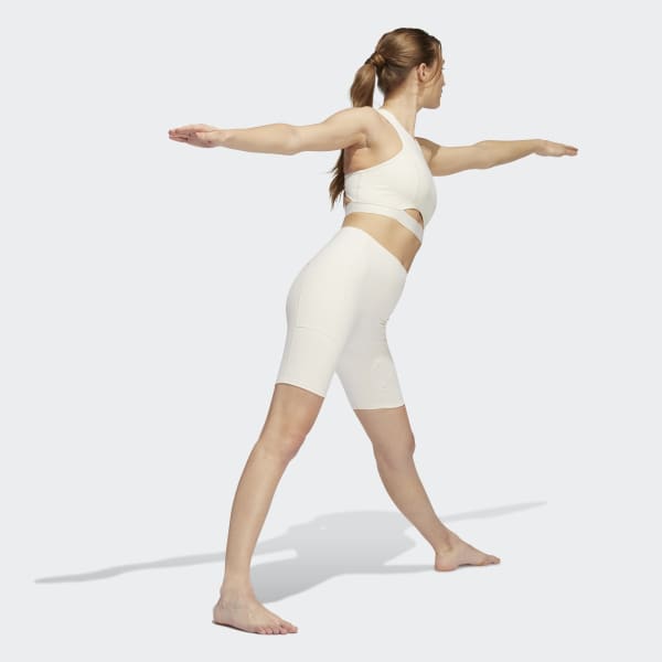 Beige adidas Yoga 4 Elements Studio Pocket Korte Legging TX503
