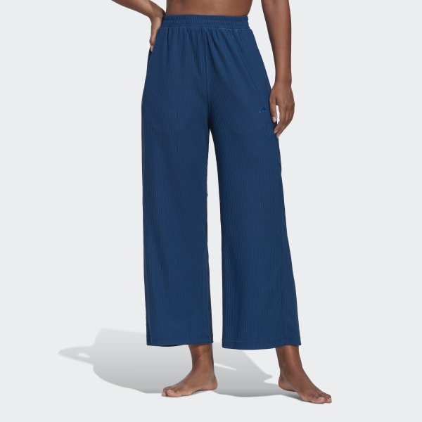 adidas AEROREADY Studio Wide Leg 7/8 Pants - Blue Women's Training | adidas US