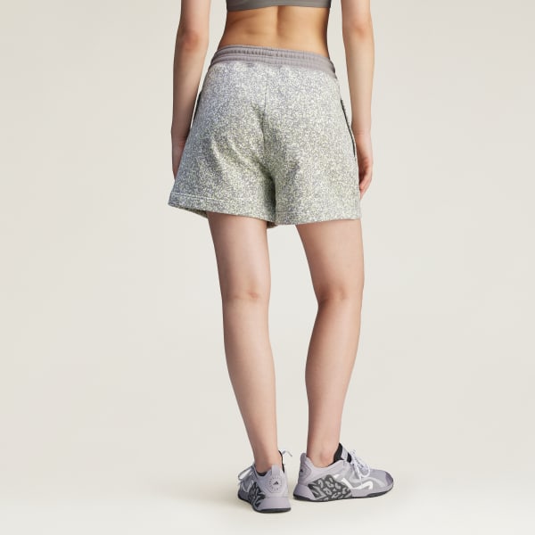 สีขาว กางเกงผ้าเทอร์รีย์ขาสั้นพิมพ์ลาย adidas by Stella McCartney