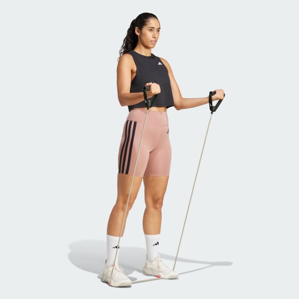 Pink Optime Essentials 3-Stripes Short Leggings