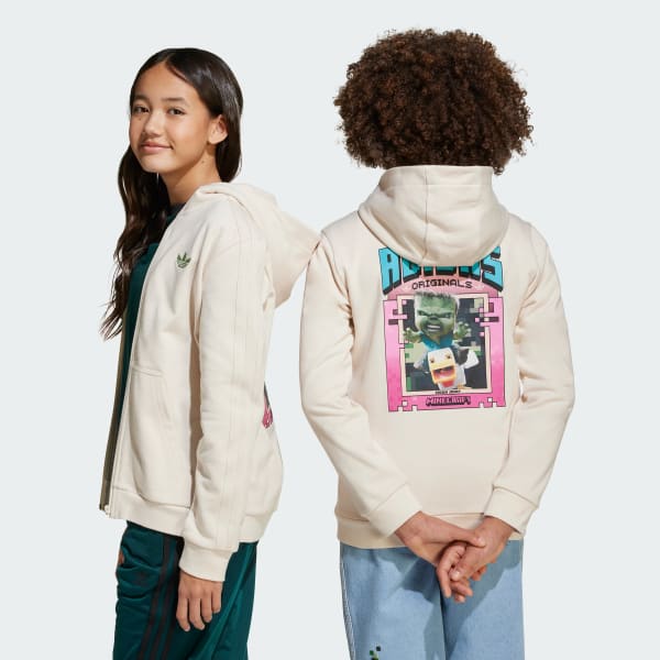 Blanco Polera con Capucha adidas Originals x Minecraft Estampada