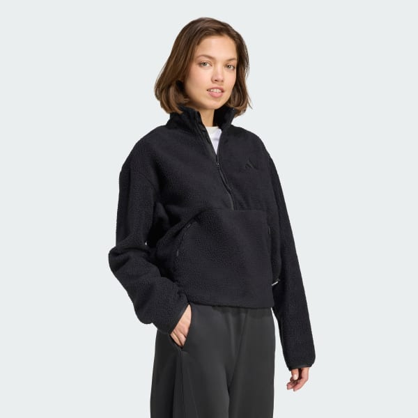 Black City Tech High Pile Fleece Half-Zip Jacket