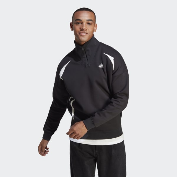 Nero Felpa Colorblock Quarter Zip