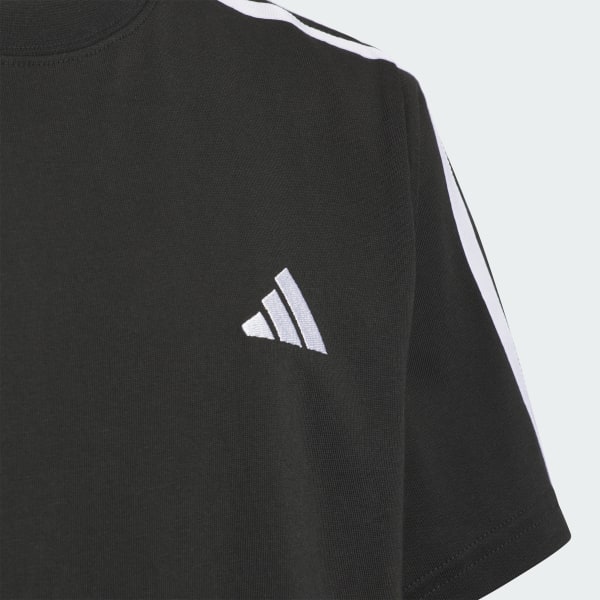 ブラック キッズ エッセンシャルズ プラス レギュラーフィット スリーストライプス半袖Tシャツ