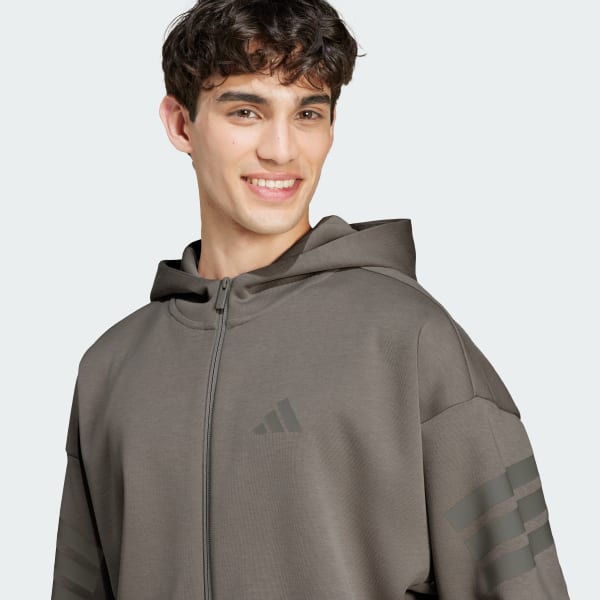 adidas Future Icons 3-Stripes Full-Zip Hoodie - Beige | adidas India