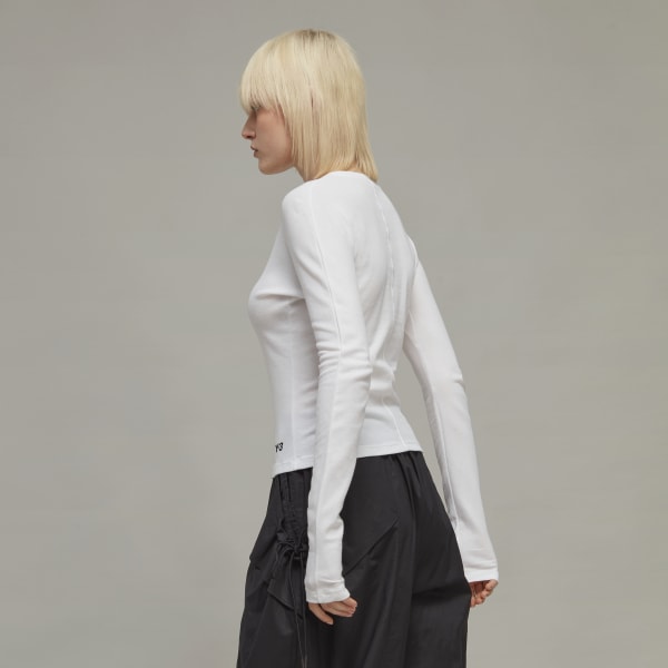 bílá Tričko Y-3 Fitted Long Sleeve